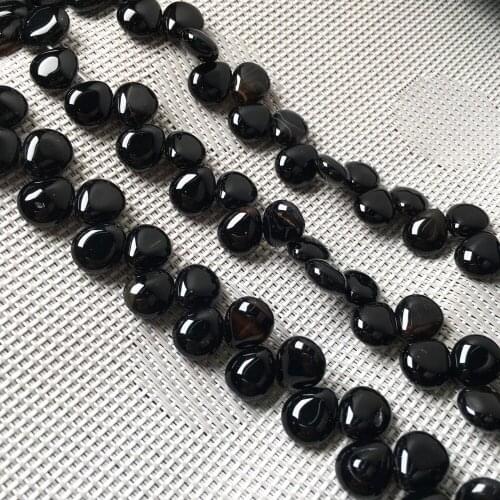 Natural Stone Beads Water Drop Shape Black Agates Loose Spacer Beaded for Jewelry Making DIY Necklace Bracelet Accessories