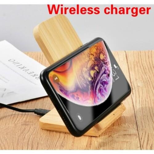 Fast Wireless Charger Vertical Phone Holder Retro Nordic Bamboo Wood Fashion Wireless Charger Phone Stand for IPhone Huawei