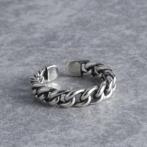 Black Silver Color Hollow Chain Rings for Women Men Bridal Wedding Engagement Jewelry Large Opening Antique Rings