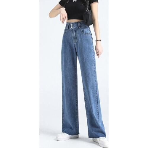 High Waist Denim Wide Leg Pants Loose Longer Washed Trousers 2021 Pantalones Spodnie Damskie Jeans For Women 907