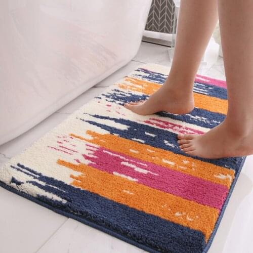 Flocking Bath Mat Cute Anti Slip Absorbent Bathroom Carpet Strong Water Absorption Floor Area Rugs For Shower Room 40x60cm