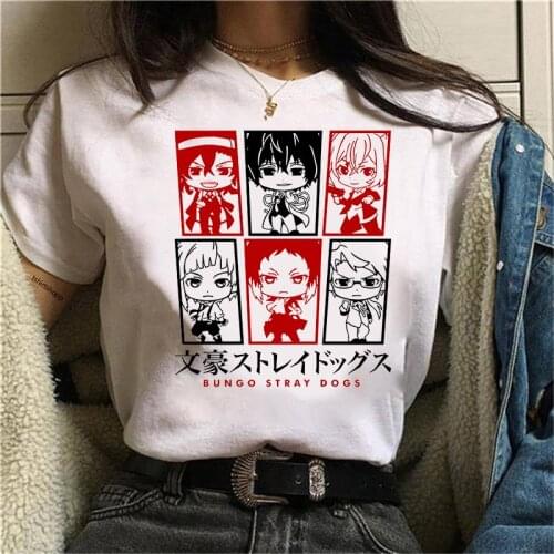 Japanese Anime Cartoon Bungo Stray Dogs T Shirt Women Cool Osamu Dazai T-shirt Nakahara Chuya Tees Kawaii Graphic Lady Tops