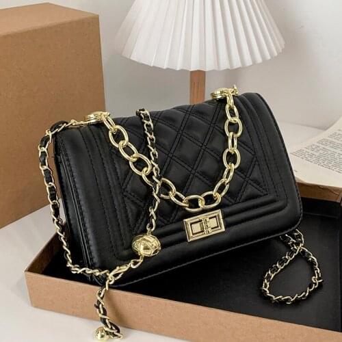Classic Quilted Shoulder Bags Metal Chain Crossbody Bag For Women Square Flap Pu Leather Top Brand Messenger Bags Luxury Handbag