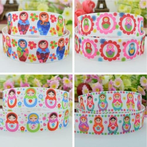SUPWRF 16 22mm 1" 1.5" 50 75mm Matryoshka Girls Printed grosgrain ribbon hair bow DIY hair accessories decoration 50Y B0929