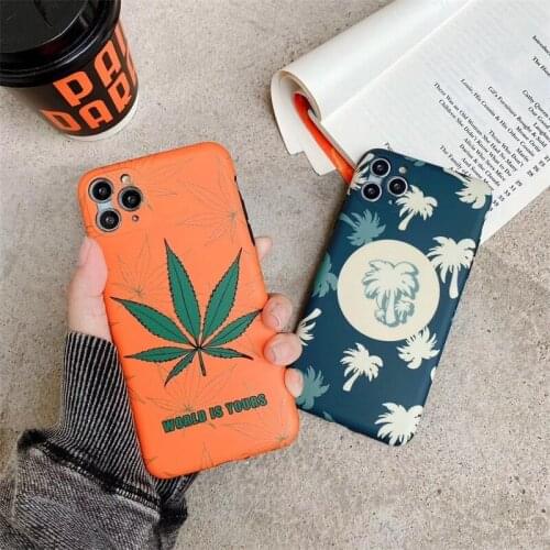 Ins Fashion Leaves Phone Case For iPhone XR 11 Pro XS Max cases For iPhone 7 8 Plus SE 2020 leaf Full Body protection Back Cover