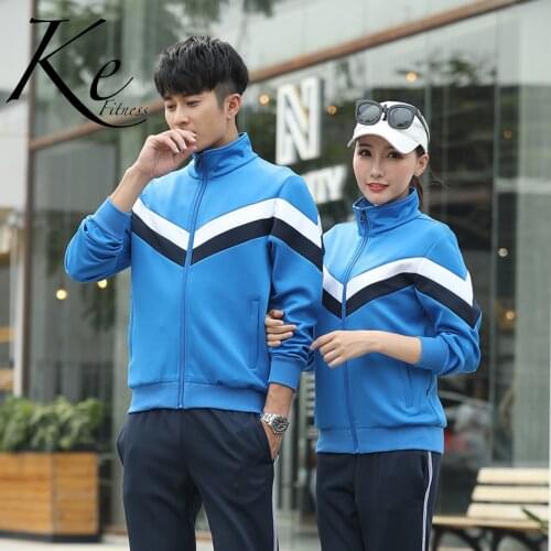 KE New 2021 High school sports suits college style uniforms couple man woman blue red black jogging running football casual