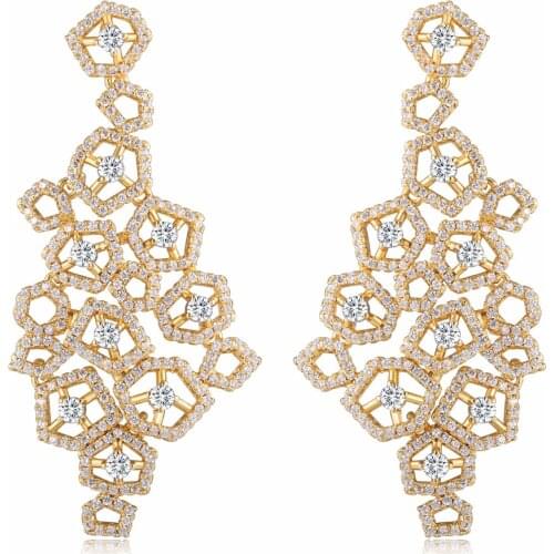GrayBirds New Fashion Luxury Earrings For Women Lead Free AAA Cubic Zirconia Honeycomb Shape Drop Earrings LE009