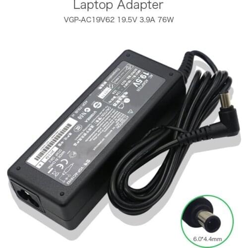 Original 76W 19.5V 3.9A 6.0*4.4mm VGP-AC19V62 Laptop AC Adapter for Sony Vaio PCG-FR PCG-GRS PCG-GRX Series VGP-AC19V37
