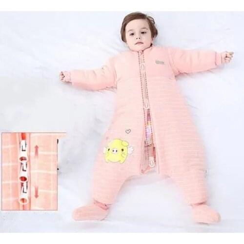 Autumn Winter Thicken Infant Sleeping Bags Kick-Proof Quilt Baby Romper Removable Sleeve Jumpsuit Toddler Pajamas Sleepsacks