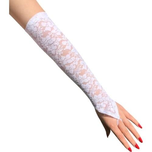 1Pair Sexy Lace Long Gloves Women Fingerless Mittens Sexy Lace Long Gloves Womens Gloves Fashion beautiful Dress Accessories