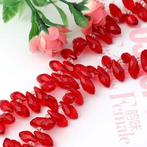 95 PCS 6*12mm Glass Crystal Rhinestone Red Green Water Drop Pendant Charm For Jewelry Making