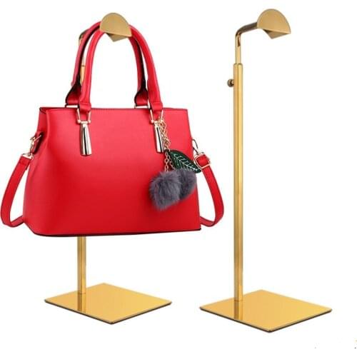 Polished Gold/Silver Hanging Bag Handbag Rack Display Stand Purses Single Hook Adjustable Height Display Stand Hanger