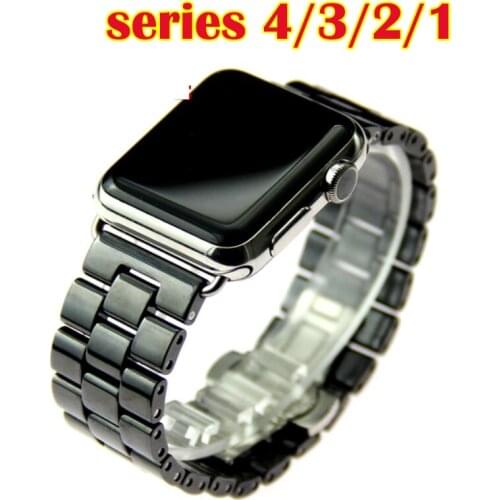 Ceramic belt for Apple Watch Band SE 42 44 Link Bracelet Wristband for iwatch band 38mm 40mm Series 6 5 4 3 2 1