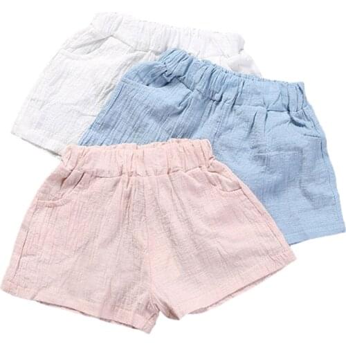 2021 Boys Shorts Kids Shorts Candy Color Girls Children Summer Beach Loose Shorts Casual Pants Cotton Linen Comfortable Hot