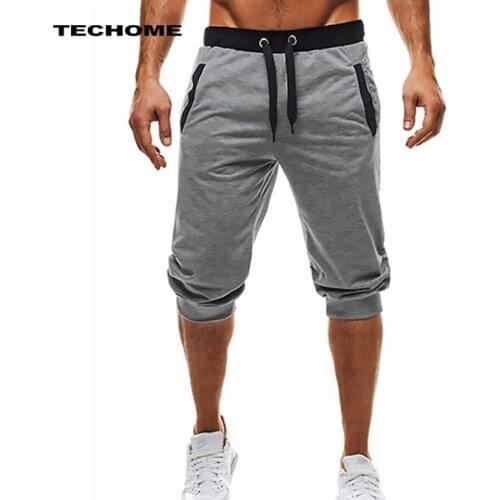 Summer men Leisure Men Knee Length Shorts Color Patchwork Joggers Short Sweatpants Trousers Men Bermuda Shorts roupa masculina