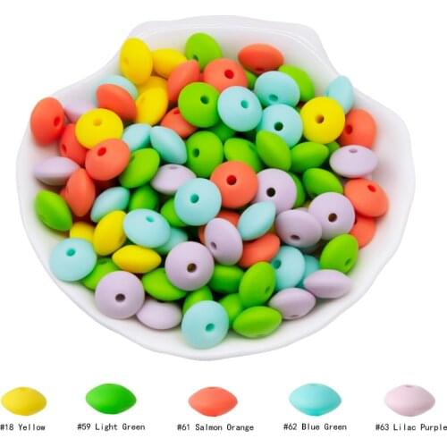 Cute-idea 12mm 50PCs/lot Lentil Silicone Beads Teether Pacifier Chain Accessories Handmade Baby Product Toy Teething BPA Free
