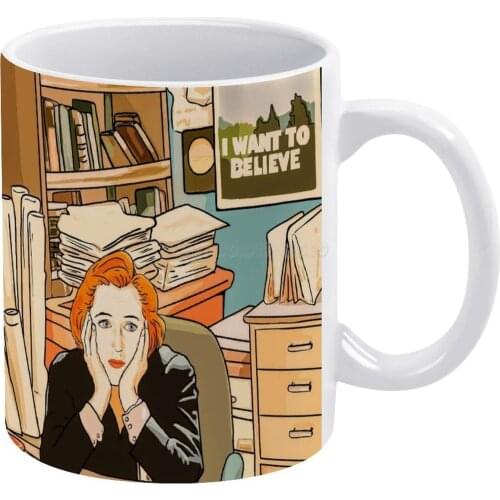 The Skeptical Dana Scully in The Mulder S Office The X Files White Mug Coffee Mugs Girl Gift Tea Milk Cup Mugs Xfiles X Files Xf