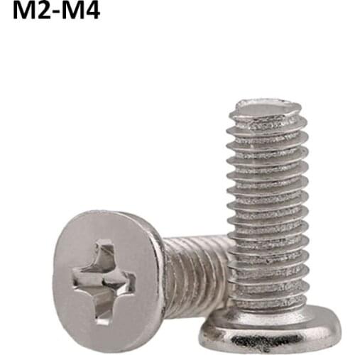 CM Thin Head Flat Screws Nickel/Black Zinc Plating Cross Phillips Ultra Super Low Head Screw Bolt For Laptop Computer M2-M4