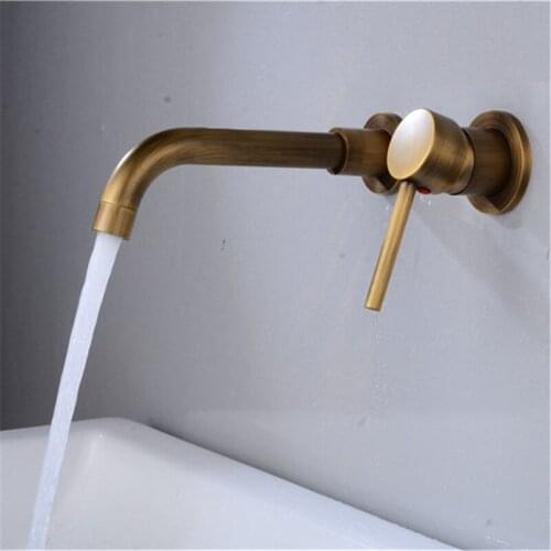 Modern Wall-Mount Mixer Tap Bathroom Sink Faucet Swivel Wall Spout Bath With Single Lever Basin Faucet