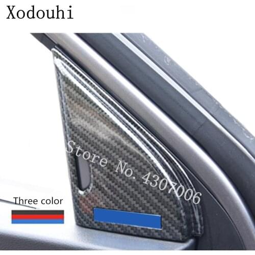 Car Carbon Fiber Styling Stick A Column Audio Speak Window Windshield Side Triangle Trim For Nissan Kicks 2017 2018 2019 2020