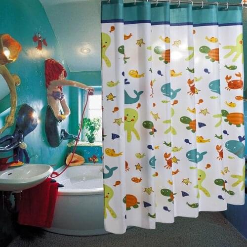 Cartoon Printed Thicken Refreshing Quick Dry Shower Curtain Bathroom Curtains Home Decoration Polyester Waterproof YL-0020