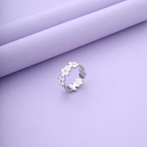 VG 6YM New Flowers Ladies Vintage Ancient Silver Ring Trend Womens Birthday Present Jewelry Dropshipping Gifts