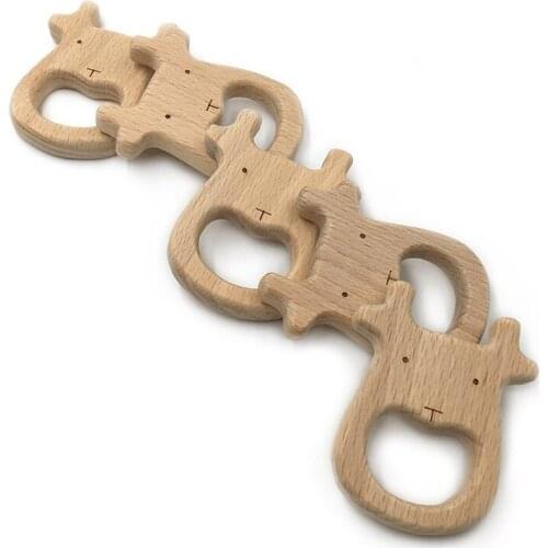 New 1pcs Baby Teether DIY Nursing Pendant Teething Toys Cute Animal Shape Food Grade Materials Organic Chew Gift Wooden