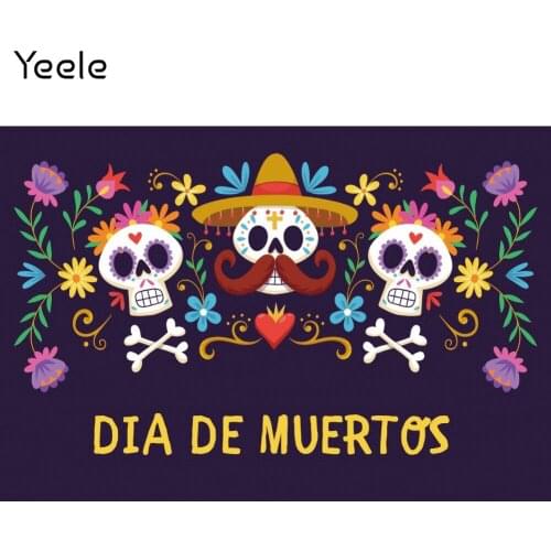 Yeele Day Of The Dead Photocall Backdrop Skeleton Flowers Portrait Party Background Photographic Photography For Photo Studio