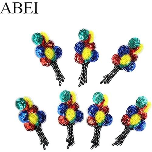 10pcs/lot Iron On Sequined Balloon Patches Embroidered Cartoon Stickers DIY Patchwork Handmade Sewing Apparel Appliqued Supplier