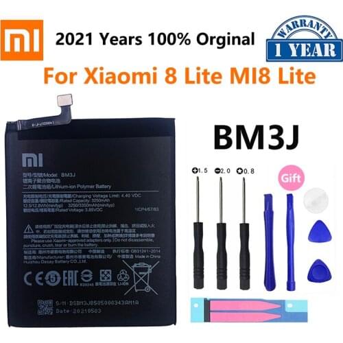 100% Original Xiao Mi Phone Battery BM3J 3350mAh for Xiaomi Mi 8 Lite High Quality Replacement Batteries + Free Tools