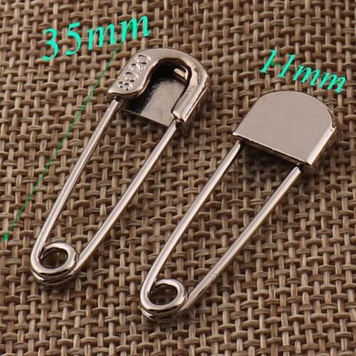 100PCS Silver Craft Safety Pins,35mm Safety Pins Brooch Stitch Markers Pins,Metal Fasteners Safety Pins Loops Charms Jewelry Tag