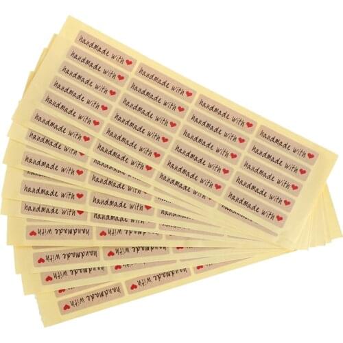 200PCS/lot Natural Kraft Sticker seal labes Hand Made Sticker Paper Stationery bake stickers
