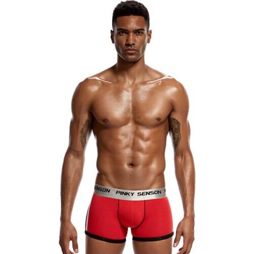 2018 high quality Brand PINKY SENSON gay underwear pad front boxer shorts bulge/fitness boxers Gay Penis Pouch Underpants