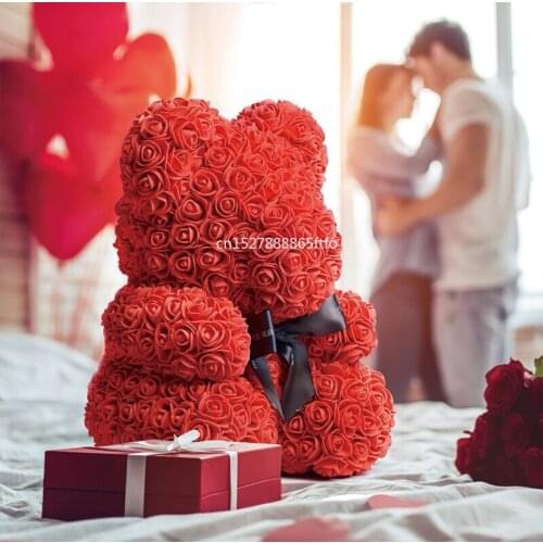 2021 Big Red Rose Bear Bunny Red Heart Valentines Day Birthday Gift Wedding Decor Dropshipping