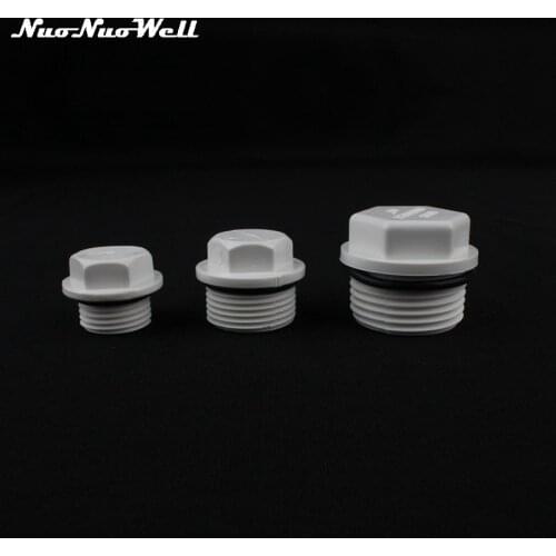 4pcs NuoNuoWell PVC 1/2",3/4",1" Thread Plug Hose end connector Hexagon End Cap Sealing up Pipe Fish Tank Stop water Adapter