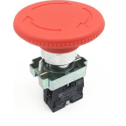4pcs XB2 BS642 Red Mushroom Head Emergency Stop Pushbutton Switch Turn to Release 1 NC Rotate Reset 22mm Mounting Hole