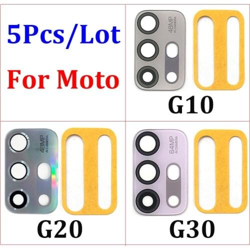 5Pcs/Lot，Camera Glass For Moto G Stylus G10 G20 G30 Rear Back Camera glass Lens With Glue Adhesive