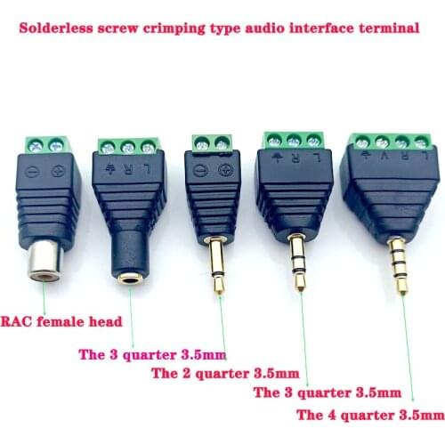 5pcs/lot 3.5 jack 6.35mm connector stereo adapter 3.5mm RCA audio mono channel plug to screw terminal audio mono channel plug