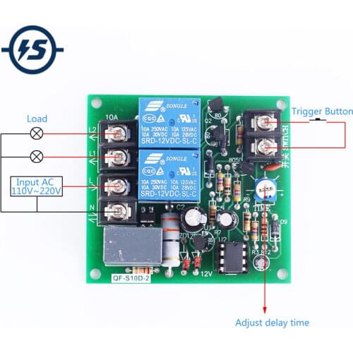Power Time Sequence Board 10s Adjustable Sequential Controller Module AC 220V 10A 2-Channel 2CH Sequential Start Reverse Stop