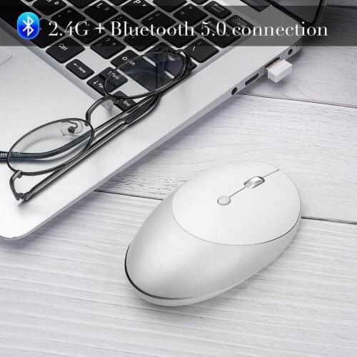 2.4G/Bluetooth Wireless Mouse with Receiver Rechargeable Office Mouse 1600 DPI, 4 Buttons