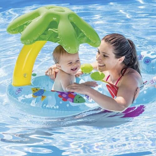 Mom Kids Safe Inflatable Ring Circle Swimming Pool Inflatable Wheels Baby Float Beach Accessories Swimtrainer Bathing Circle
