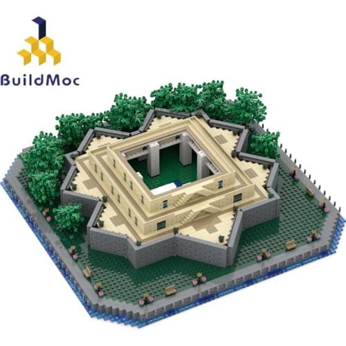 Buildmoc City Building Architecture Statue of Liberty Base Add-on Modular Building Blocks City Streetview House Model Bricks Toy