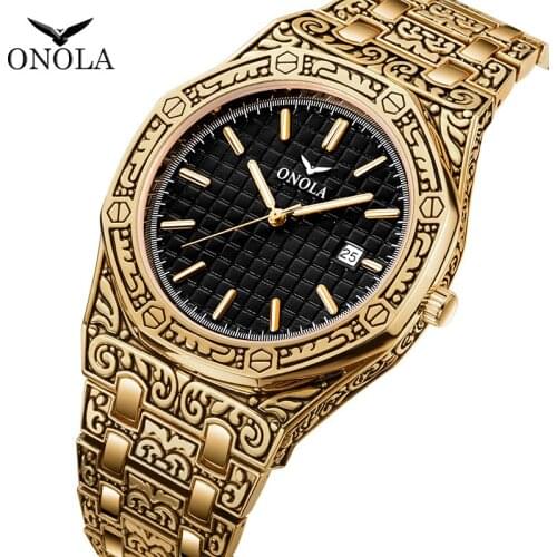 Men Watch ONOLA Top Brand Mens Fashion Luxury Analog Quartz Watches Stainless Steel Waterproof Date Wristwatch Relogio Masculino