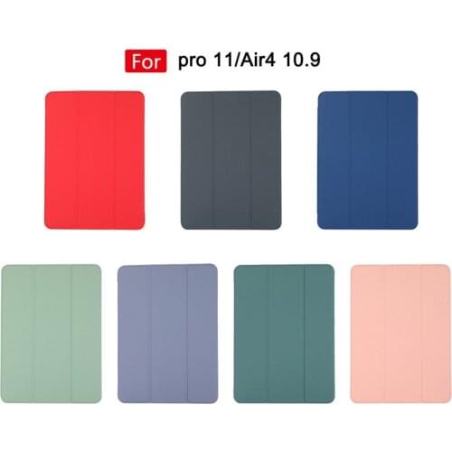 100pcs/lot Liquid Silicone Leather Flip Case For iPad Air 4 Pro 11 2018 2020 3-Folding Magnetic Tablet Case