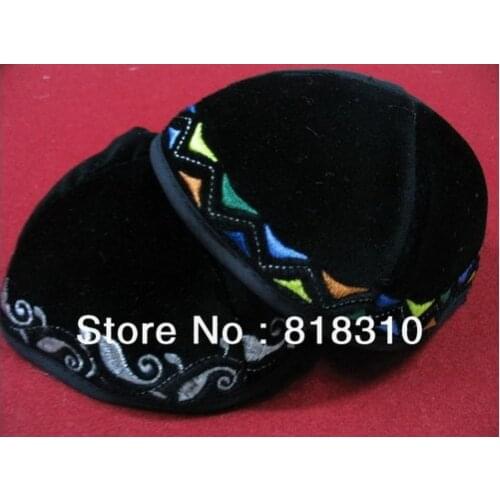BLACK VELVET EMBROIDERED KIPPAH JEWISH KIPPOT YARMULKES KIPA PRICE PER PIECE