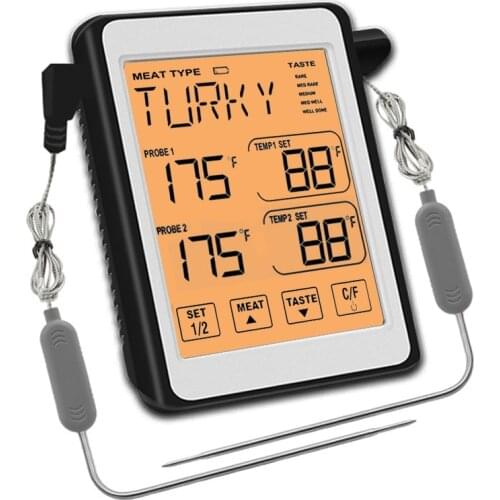 Digital BBQ Thermometer Kitchen Oven Food Cooking Grill Meat Thermometer with Dual Probe Temperature Alarm
