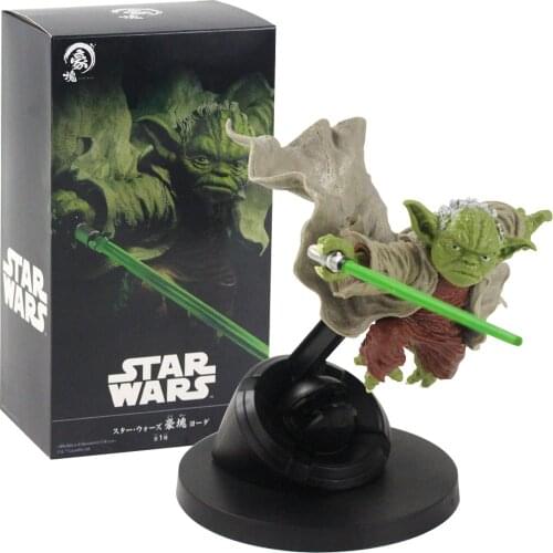 15cm Master Yoda with Sword Jedi Knight Fighting Version Action Figure PVC Model Toys Birthday Gift for Children