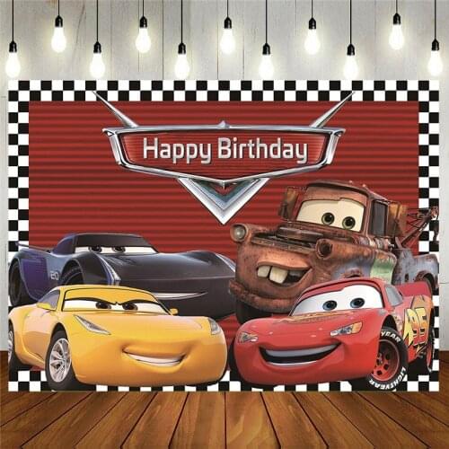 Car Racing Themed Photography Backdrop Cartoon Cars Mobilization Birthday Party Decor Banner Background