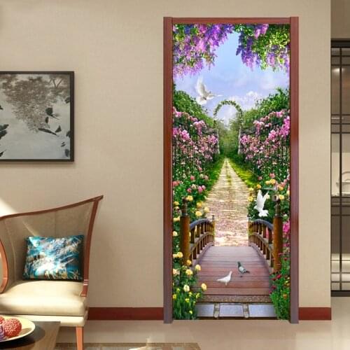 Photo Wallpaper Modern Romantic Pastoral 3D Mural Creative DIY Door Wall Sticker Living Room Bedroom Home Decor PVC Wallpaper 3D