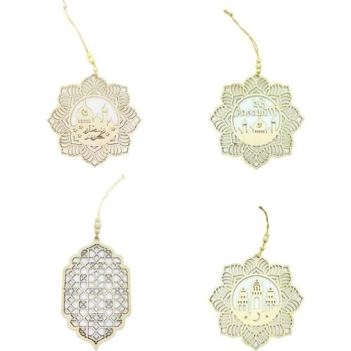 Eid Mubarak Ramadan Decorations Wooden Hanging Pendant Plaque Sign Islam Decor M6CE